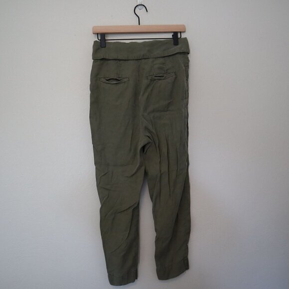 Anthropologie Cartonnier Olive Green Tie Waist Straight Leg Pants Size 4 - Picture 4 of 5